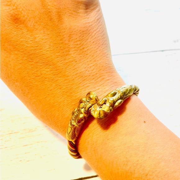 VTG Tri-metal Twisted Bracelet Double Dragon Heads copper, bronze, brass - Picture 9 of 12